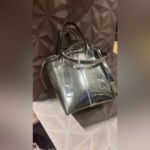 AGL metallic Silver Tote Bag NWT